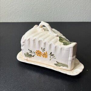 Vintage Hand Painted Floral Cheese Dish signed